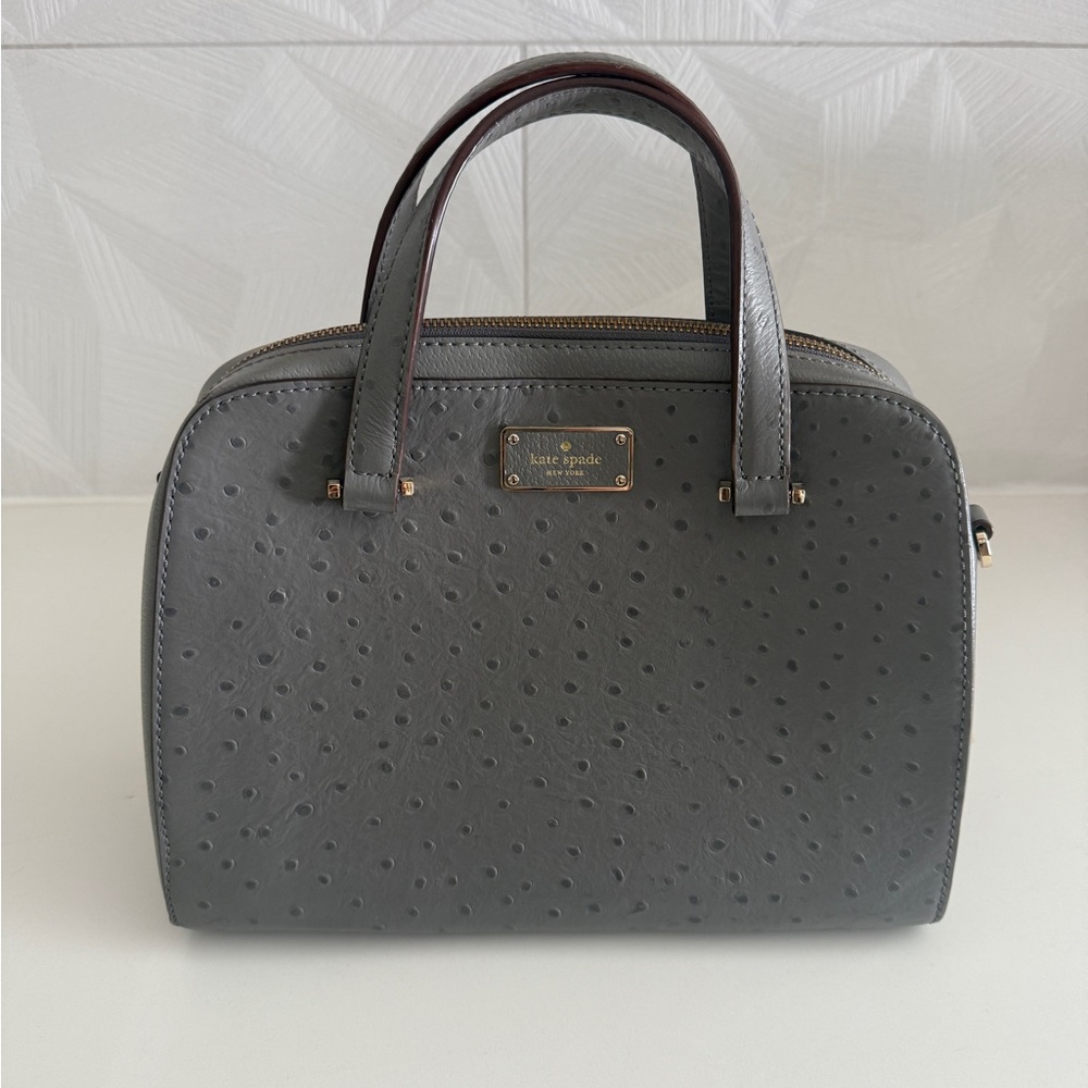 Kate Spade Ostrich Gray Leather Handbag